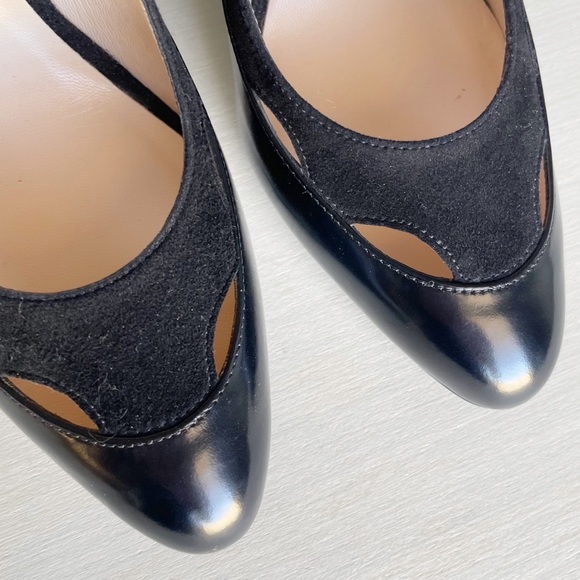 🆕 Giorgio Armani Leather & Suede Cut Out High Heel Pumps - Picture 9 of 12